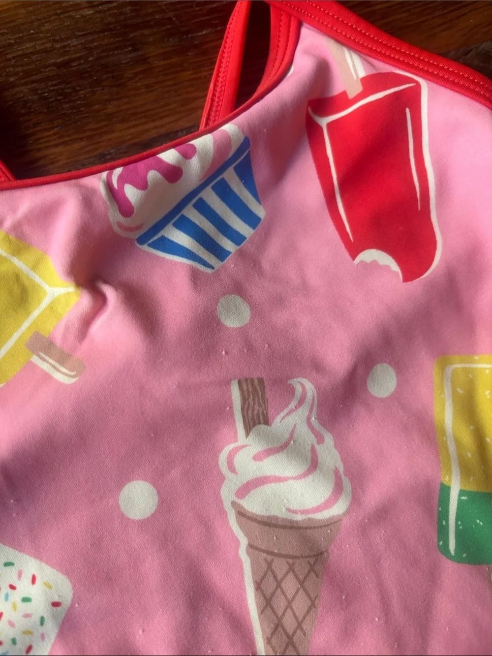 Mini Boden Girls Pink Ice Cream & Popsicle Print swim Top size 4-5Y